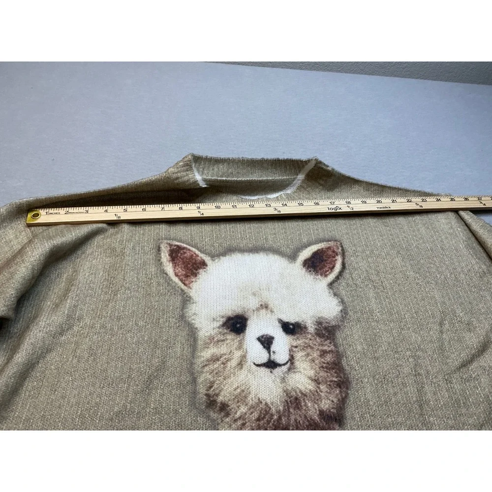 Alpaca Animal Graphic Knit Sweater Tan 5XL Oversized‎ Pullover